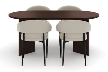 Dano Matbord 180 cm med 4 Sawako Matstolar - Valnöt / Beige - Möbler - Bord & matgrupp - Matgrupp