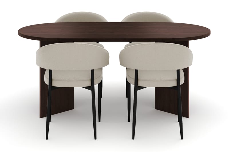 Dano Matbord 180 cm med 4 Sawako Matstolar - Valnöt / Beige - Möbler - Bord & matgrupp - Matgrupp