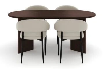 Dano Matbord 180 cm  med 4 Sawako Matstolar - Valnöt / Beige - Möbler - Bord & matgrupp - Matgrupp