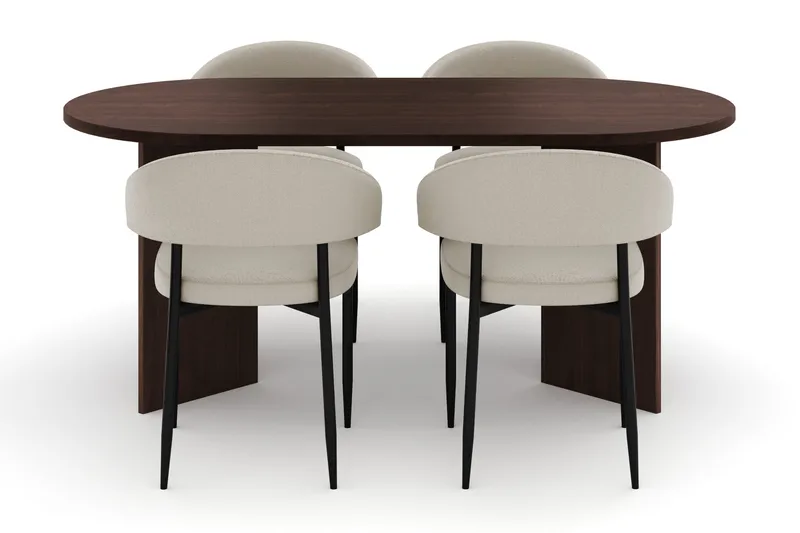 Dano Matbord 180 cm  med 4 Sawako Matstolar - Valnöt / Beige - Möbler - Bord & matgrupp - Matgrupp