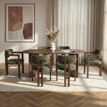 Dano Matbord 180 cm med 6 Bonavista Stolar - Milano Walnut, Dark Walnut, Green - Möbler - Bord & matgrupp - Matgrupp