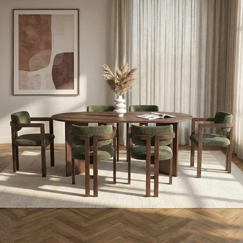 Dano Matbord 180 cm med 6 Bonavista Stolar - Milano Walnut, Dark Walnut, Green - Möbler - Bord & matgrupp - Matgrupp
