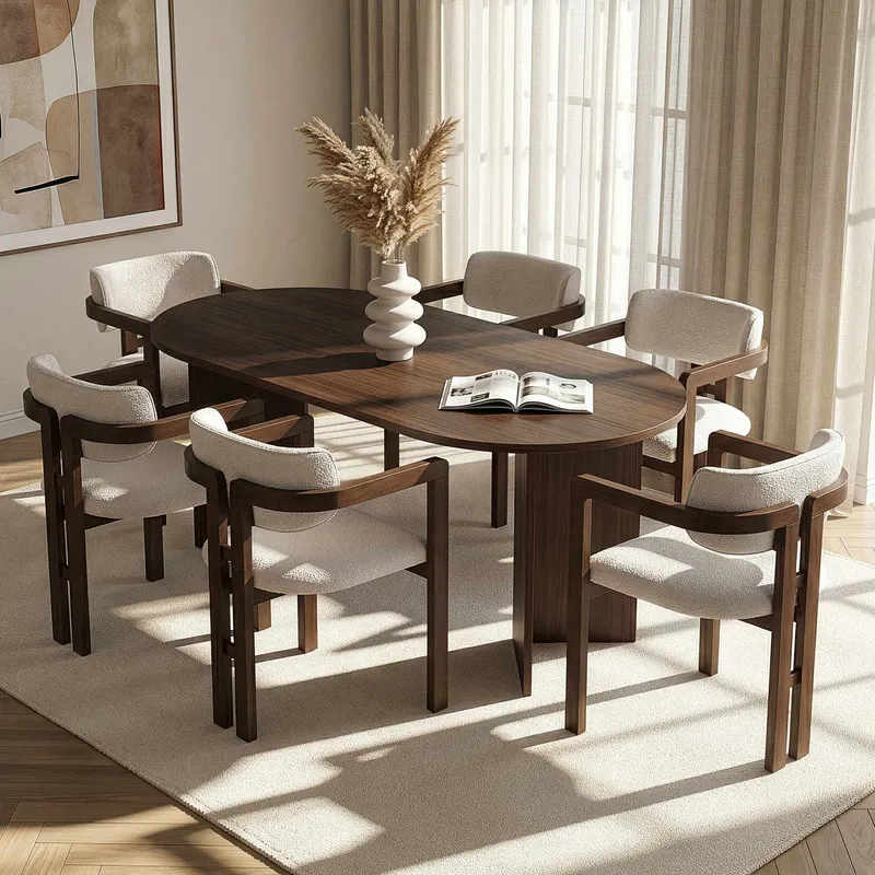Dano Matbord 180 cm med 6 Bonavista Stolar - Milano Walnut, Dark Walnut, vit - Möbler - Bord & matgrupp - Matgrupp