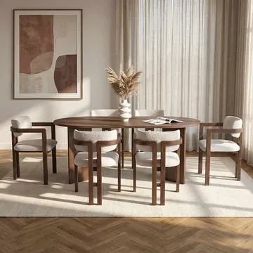 Dano Matbord 180 cm med 6 Bonavista Stolar - Milano Walnut, Dark Walnut, vit - Möbler - Bord & matgrupp - Matgrupp