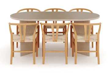 Dano Matbord 180 cm  med 6 Dastoori Matstolar - Travertin / Natur - Möbler - Bord & matgrupp - Matgrupp