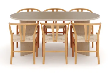 Dano Matbord 180 cm med 6 Dastoori Matstolar - Travertin / Natur - Möbler - Bord & matgrupp - Matgrupp