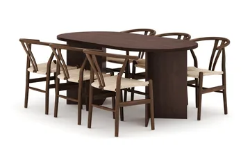 Dano Matbord 180 cm med 6 Dastoori Matstolar - Valnöt - Möbler - Bord & matgrupp - Matgrupp