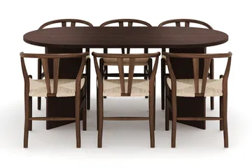 Dano Matbord 180 cm med 6 Dastoori Matstolar - Valnöt - Möbler - Bord & matgrupp - Matgrupp