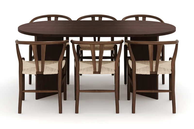 Dano Matbord 180 cm med 6 Dastoori Matstolar - Valnöt - Möbler - Bord & matgrupp - Matgrupp