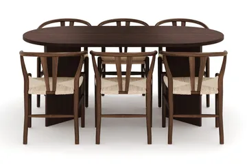 Dano Matbord 180 cm  med 6 Dastoori Matstolar - Valnöt - Möbler - Bord & matgrupp - Matgrupp