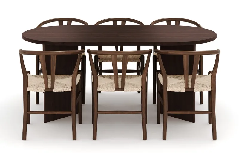 Dano Matbord 180 cm  med 6 Dastoori Matstolar - Valnöt - Möbler - Bord & matgrupp - Matgrupp