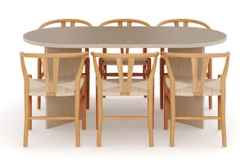 Dano Matbord 180 cm med 6 Dezuid Matstolar - Travertin / Natur - Möbler - Bord & matgrupp - Matgrupp