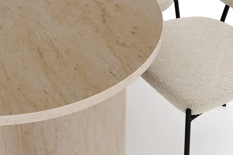 Dano Matbord 180 cm  med 6 Gemmiano Matstolar - Travertin / Vit Bouclé - Möbler - Bord & matgrupp - Matgrupp
