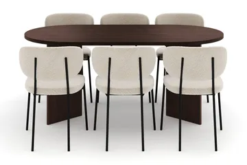 Dano Matbord 180 cm  med 6 Gemmiano Matstolar - Valnöt / Vit Bouclé - Möbler - Bord & matgrupp - Matgrupp