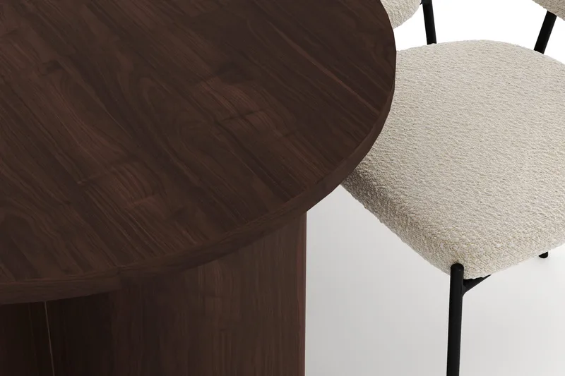 Dano Matbord 180 cm  med 6 Gemmiano Matstolar - Valnöt / Vit Bouclé - Möbler - Bord & matgrupp - Matgrupp