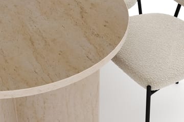 Dano Matbord 180 cm med 6 Heathrow Matstolar - Travertin / Vit Bouclé - Möbler - Bord & matgrupp - Matgrupp