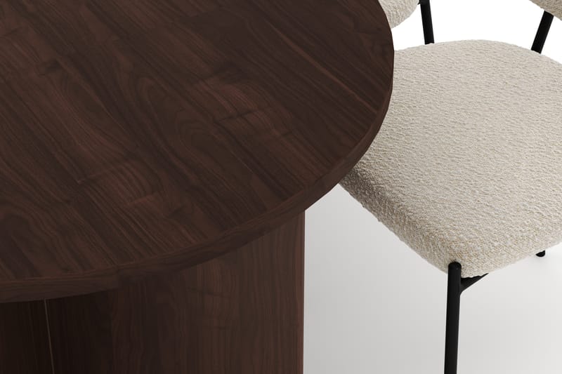 Dano Matbord 180 cm med 6 Heathrow Matstolar - Valnöt / Vit Bouclé - Möbler - Bord & matgrupp - Matgrupp