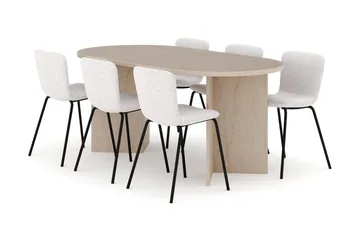 Dano Matbord 180 cm  med 6 Katy Matstolar - Travertin / Vit - Möbler - Bord & matgrupp - Matgrupp