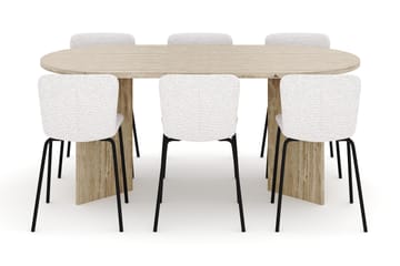Dano Matbord 180 cm med 6 Katy Matstolar - Travertin / Vit - Möbler - Bord & matgrupp - Matgrupp
