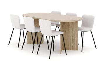 Dano Matbord 180 cm med 6 Katy Matstolar - Travertin / Vit - Möbler - Bord & matgrupp - Matgrupp