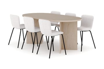 Dano Matbord 180 cm med 6 Katy Matstolar - Travertin / Vit - Möbler - Bord & matgrupp - Matgrupp