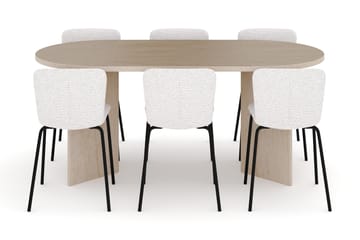 Dano Matbord 180 cm med 6 Katy Matstolar - Travertin / Vit - Möbler - Bord & matgrupp - Matgrupp