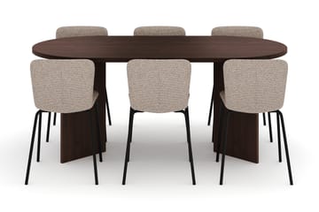 Dano Matbord 180 cm med 6 Katy Matstolar - Valnöt / Greige - Möbler - Bord & matgrupp - Matgrupp