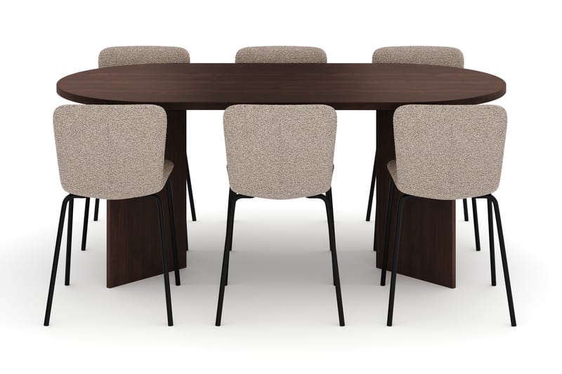 Dano Matbord 180 cm med 6 Katy Matstolar - Valnöt / Greige - Möbler - Bord & matgrupp - Matgrupp