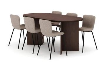 Dano Matbord 180 cm  med 6 Katy Matstolar - Valnöt / Greige - Möbler - Bord & matgrupp - Matgrupp