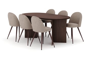 Dano Matbord 180 cm med 6 Naira Plus Matstolar - Valnöt / Greige - Möbler - Bord & matgrupp - Matgrupp