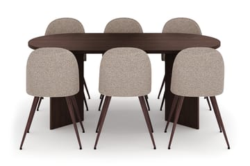 Dano Matbord 180 cm med 6 Naira Plus Matstolar - Valnöt / Greige - Möbler - Bord & matgrupp - Matgrupp