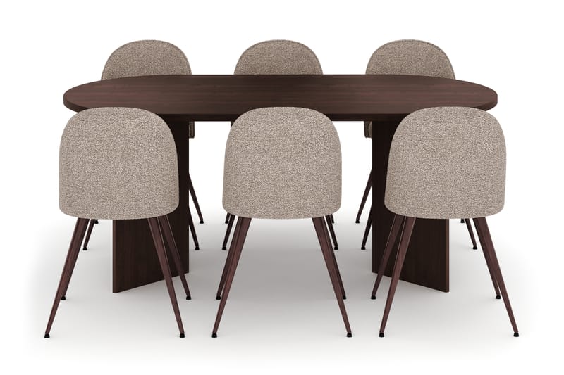 Dano Matbord 180 cm med 6 Naira Plus Matstolar - Valnöt / Greige - Möbler - Bord & matgrupp - Matgrupp