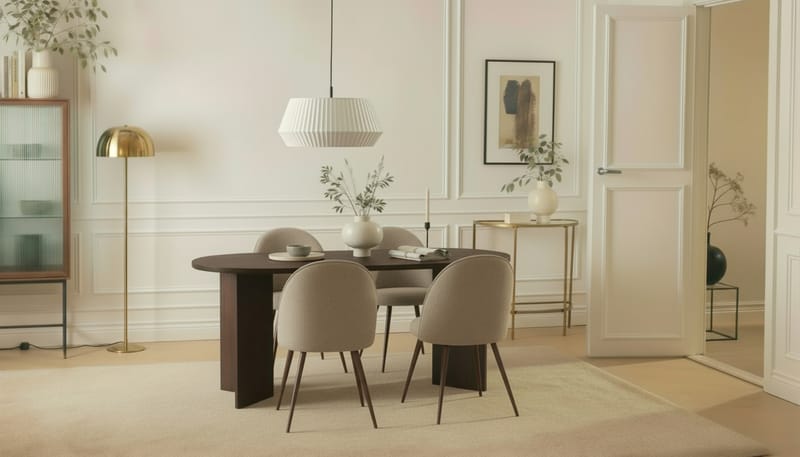 Dano Matbord 180 cm med 6 Naira Plus Matstolar - Valnöt / Greige - Möbler - Bord & matgrupp - Matgrupp