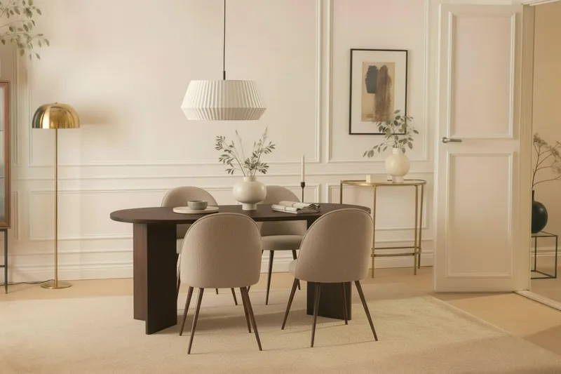 Dano Matbord 180 cm med 6 Naira Plus Matstolar - Valnöt / Greige - Möbler - Bord & matgrupp - Matgrupp