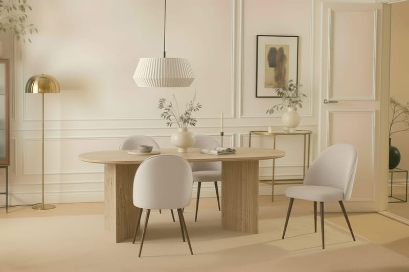 Dano Matbord 180 cm med 6 Naira Plus Matstolar - Travertin / Vit - Möbler - Bord & matgrupp - Matgrupp