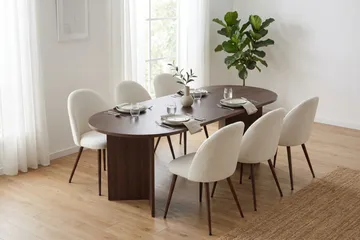 Dano Matbord 180 cm med 6 Nibe Plus Matstolar - Vit/Brun - Möbler - Bord & matgrupp - Matgrupp