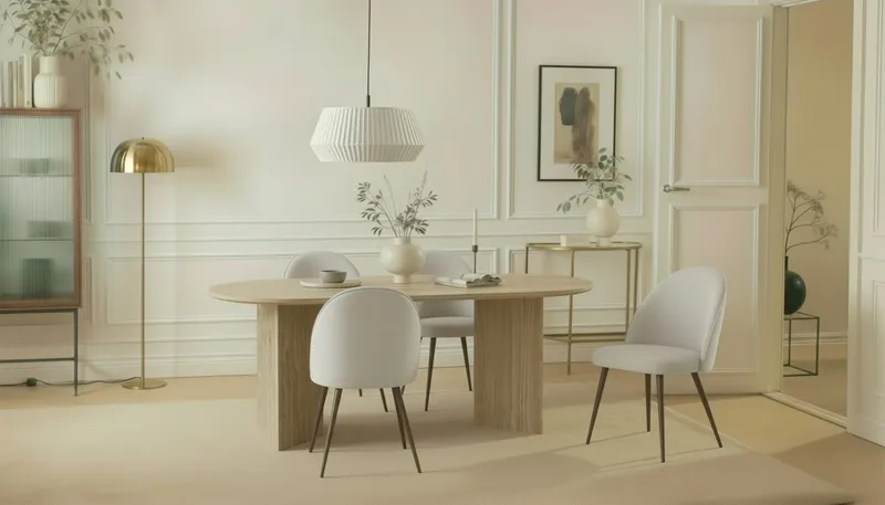 Dano Matbord 180 cm  med 6 Nibe Plus Matstolar - Travertin / Vit - Möbler - Bord & matgrupp - Matgrupp