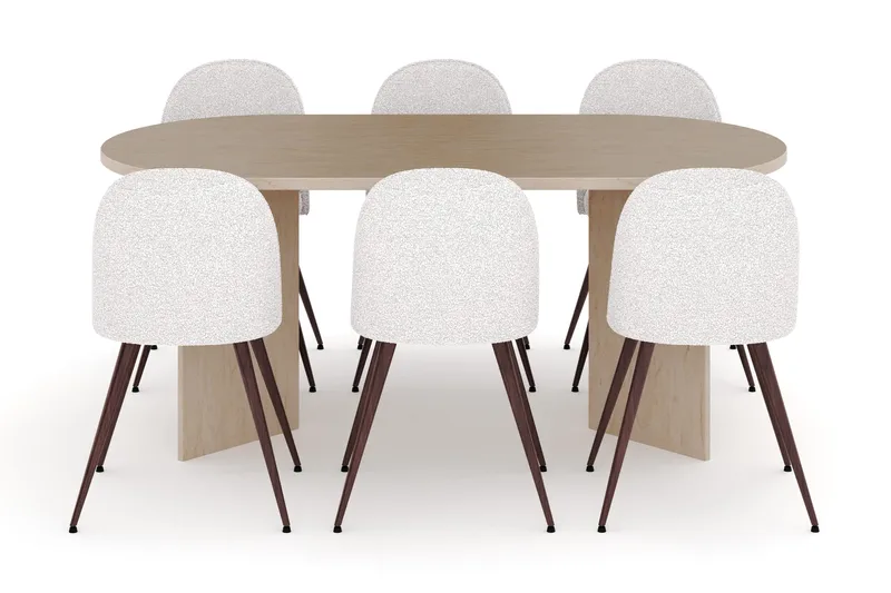 Dano Matbord 180 cm  med 6 Nibe Plus Matstolar - Travertin / Vit - Möbler - Bord & matgrupp - Matgrupp