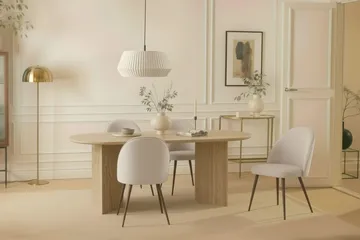 Dano Matbord 180 cm  med 6 Nibe Plus Matstolar - Travertin / Vit - Möbler - Bord & matgrupp - Matgrupp