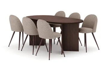 Dano Matbord 180 cm  med 6 Nibe Plus Matstolar - Valnöt / Greige - Möbler - Bord & matgrupp - Matgrupp