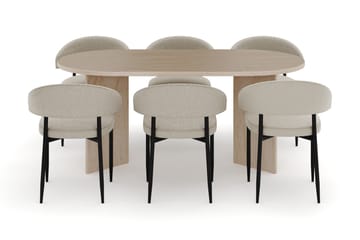 Dano Matbord 180 cm med 6 Sawako Matstolar - Travertin / Beige - Möbler - Bord & matgrupp - Matgrupp