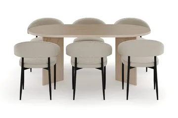 Dano Matbord 180 cm  med 6 Sawako Matstolar - Travertin / Beige - Möbler - Bord & matgrupp - Matgrupp