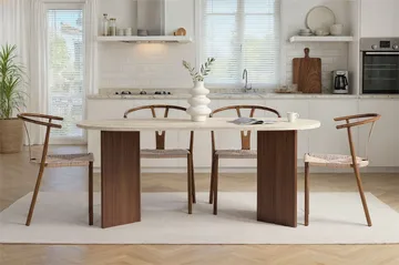 Dano Matbord 180 cm Oval - Travertin och valnöt - Möbler - Bord & matgrupp - Matbord & köksbord