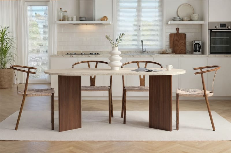 Dano Matbord 180 cm Oval - Travertin och valnöt - Möbler - Bord & matgrupp - Matbord & köksbord