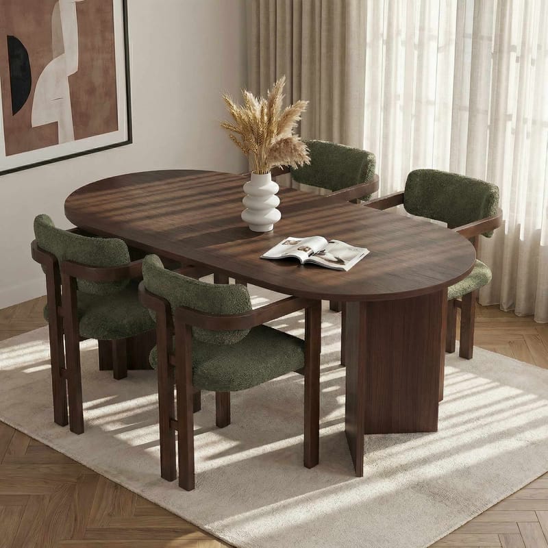 Dano Matbord- och stolset 180x75x90 cm 5 delar - Milano Walnut, Dark Walnut, Green - Möbler - Bord & matgrupp - Matgrupp
