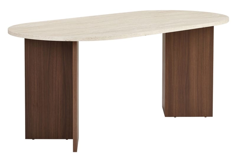 Dano Ovalt Matbord 180x90 cm med Travertin- och Valnötsutseende - Beige - Möbler - Bord & matgrupp - Matbord & köksbord