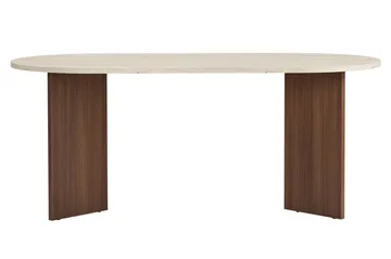 Dano Ovalt Matbord 180x90 cm med Travertin- och Valnötsutseende - Beige - Möbler - Bord & matgrupp - Matbord & köksbord