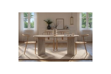 Dano Ovalt Matbord 180x90 cm med Travertinutseende - Beige - Möbler - Bord & matgrupp - Matbord & köksbord