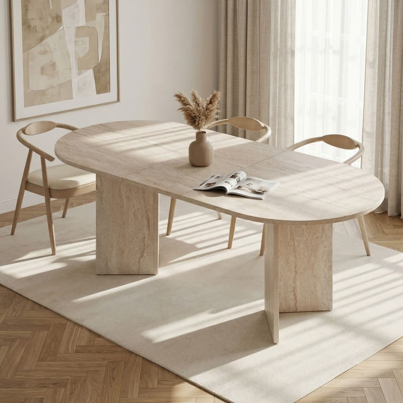 Dano Utdragbart Matbord 160-200 cm Oval - Travertin - Möbler - Bord & matgrupp - Matbord & köksbord