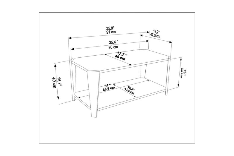 Dargaville Soffbord 91 cm - Valnöt/Svart - Möbler - Bord & matgrupp - Soffbord